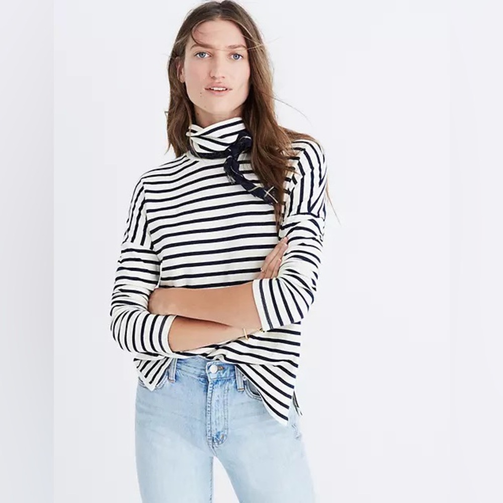 Madewell Sailor Stripe Turtleneck Sweater Top